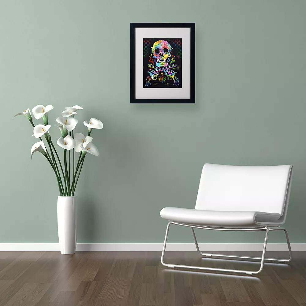 Trademark Fine Art 14'' X 11'' ''Skull & Guns'' Framed Canvas Wall Art 2 Trademark Fine Art 14'' X 11'' ''Skull & Guns'' Framed Canvas Wall Art - Image 2