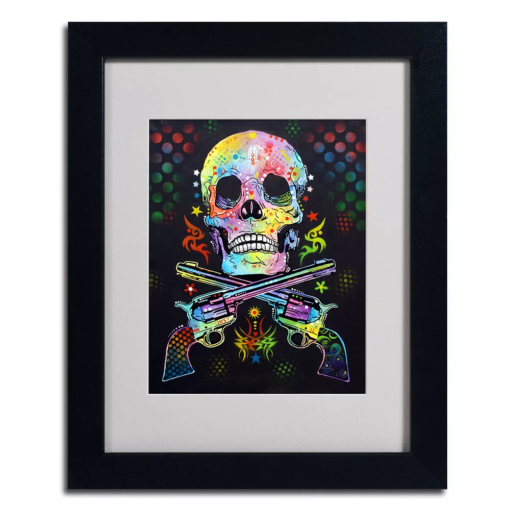 Trademark Fine Art 14'' X 11'' ''Skull & Guns'' Framed Canvas Wall Art 1 Trademark Fine Art 14'' X 11'' ''Skull & Guns'' Framed Canvas Wall Art