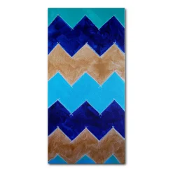 Trademark Fine Art "Blue And Gold Chevron" Canvas Wall Art