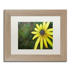 Trademark Fine Art Black Eyed Susan Birch Finish Framed Wall Art