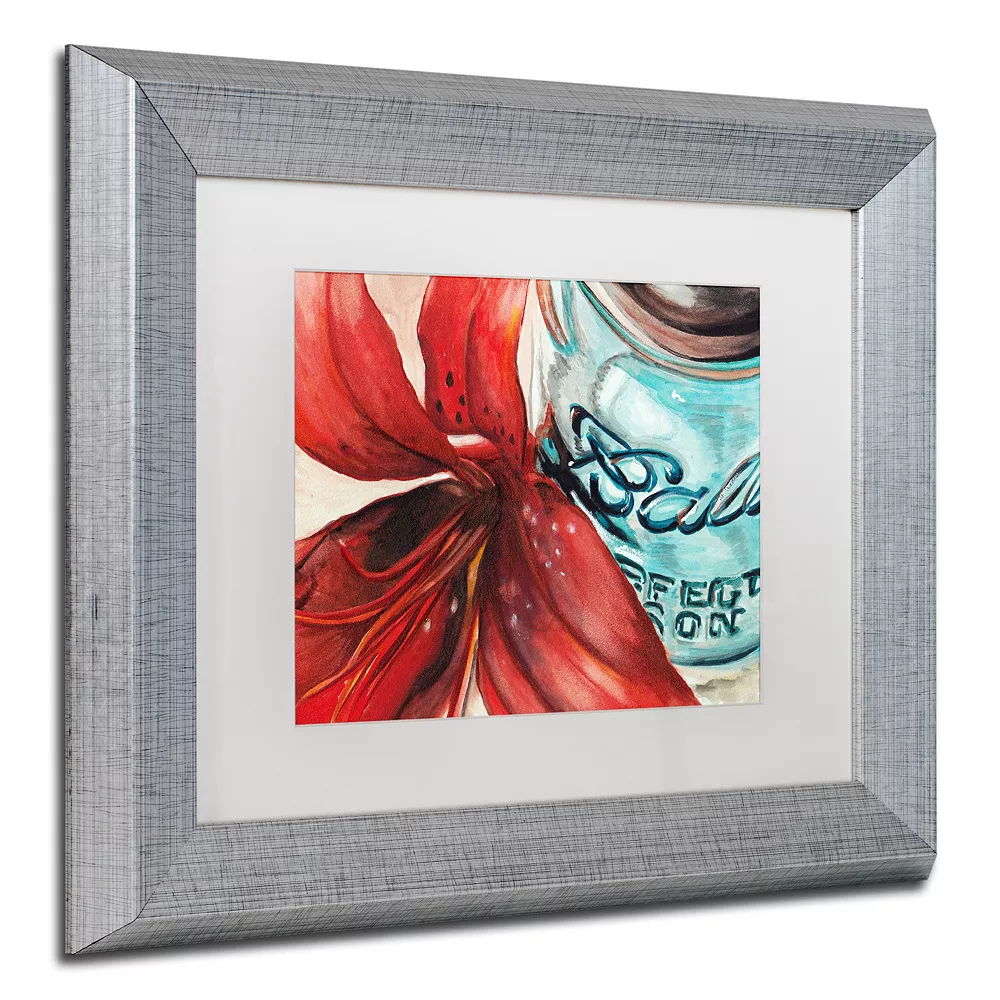 Trademark Fine Art Ball Jar Red Lily Silver Finish Matted Framed Wall Art 3 Trademark Fine Art Ball Jar Red Lily Silver Finish Matted Framed Wall Art - Image 3