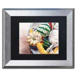 Trademark Fine Art Autumn Gourds Birch Finish Framed Wall Art