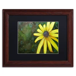 Trademark Fine Art Black Eyed Susan Wood Finish Framed Wall Art