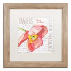 Trademark Fine Art Paris Botanique Red Poppy Birch Finish Framed Wall Art