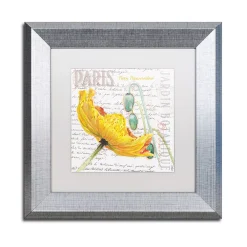 Trademark Fine Art Paris Botanique Yellow Poppy Silver Finish Framed Wall Art