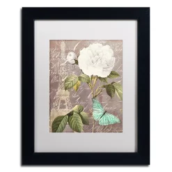 Trademark Fine Art White Rose Paris Black Framed Wall Art