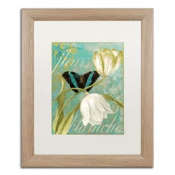 Trademark Fine Art White Tulips Distressed Framed Wall Art