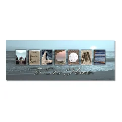 Personal-Prints Coastal Beach Welcome Block Mount Wall Art