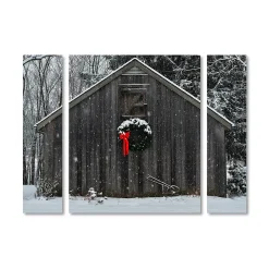 Trademark Fine Art 'Christmas Barn In The Snow' Multi Panel Art Set