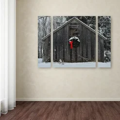 Alternative view of Trademark Fine Art 'Christmas Barn In The Snow' Multi Panel Art Set