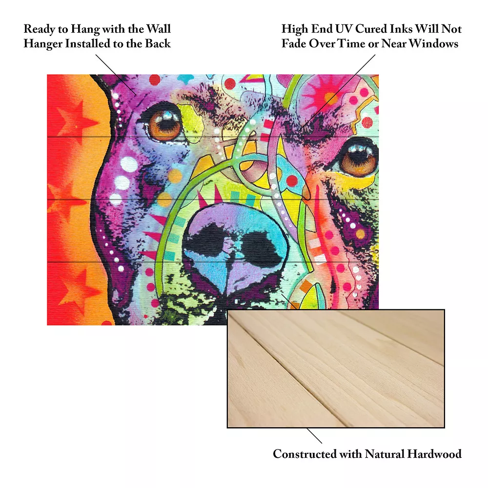 Trademark Fine Art 'Thoughtful Pitbull' Wood Slat Art 4 Trademark Fine Art 'Thoughtful Pitbull' Wood Slat Art - Image 4