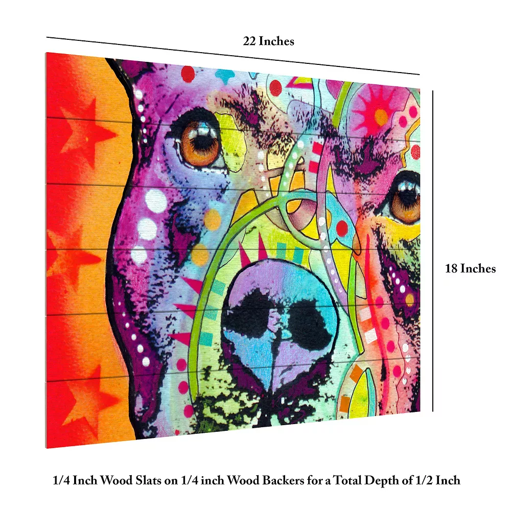 Trademark Fine Art 'Thoughtful Pitbull' Wood Slat Art 5 Trademark Fine Art 'Thoughtful Pitbull' Wood Slat Art - Image 5