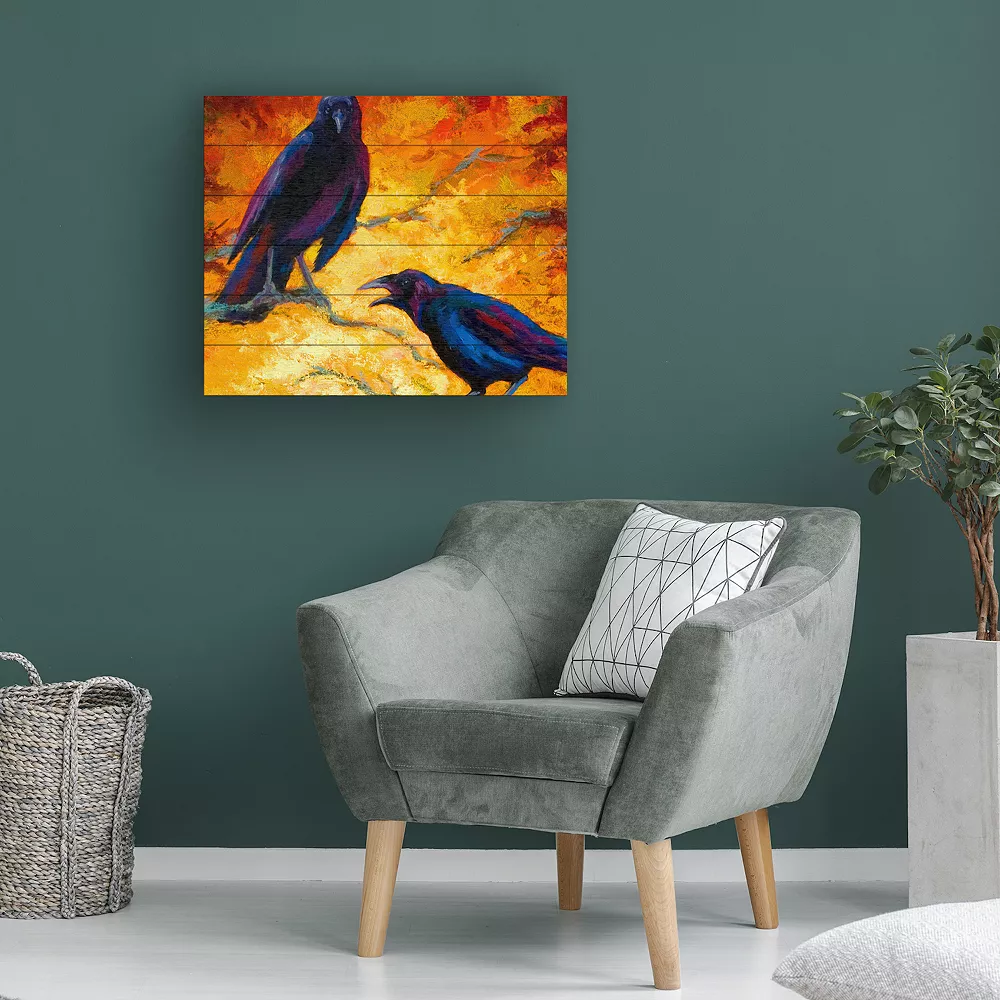 Trademark Fine Art 'Crows 9' Wood Slat Art 4 Trademark Fine Art 'Crows 9' Wood Slat Art - Image 4