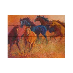 Trademark Fine Art 'Free Range Horses' Wood Slat Art
