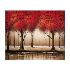 Trademark Fine Art Rio 'Parade Of Red Trees' Wood Slat Art