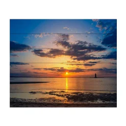 Trademark Fine Art PIPA Fine Art 'Sunset Breakwater Lighthouse' Wood Slat Art