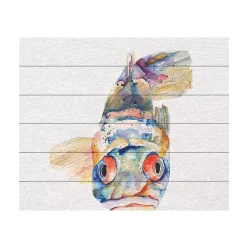 Trademark Fine Art White Blue Fish Wood Slat Wall Art