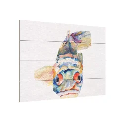 Alternative view of Trademark Fine Art White Blue Fish Wood Slat Wall Art