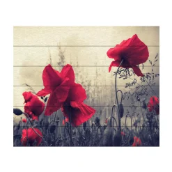 Trademark Fine Art Wildly Red Wood Slat Wall Art