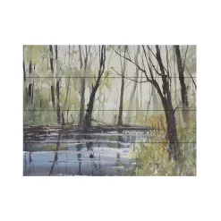 Trademark Fine Art Pine River Reflections Wood Slat Wall Art