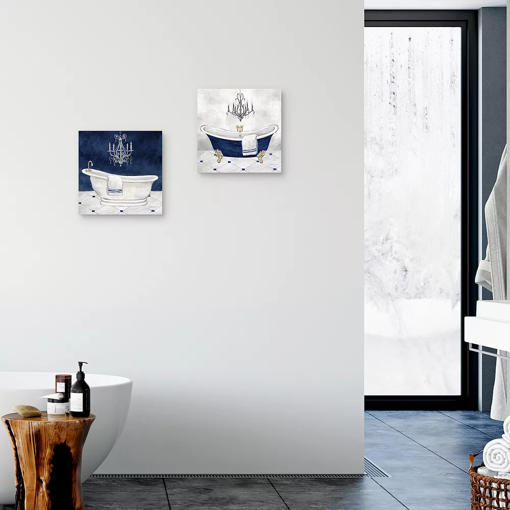 Master Piece Navy Blue Bath I & II Canvas Wall Art 2-piece Set 2 Master Piece Navy Blue Bath I & II Canvas Wall Art 2-piece Set - Image 2