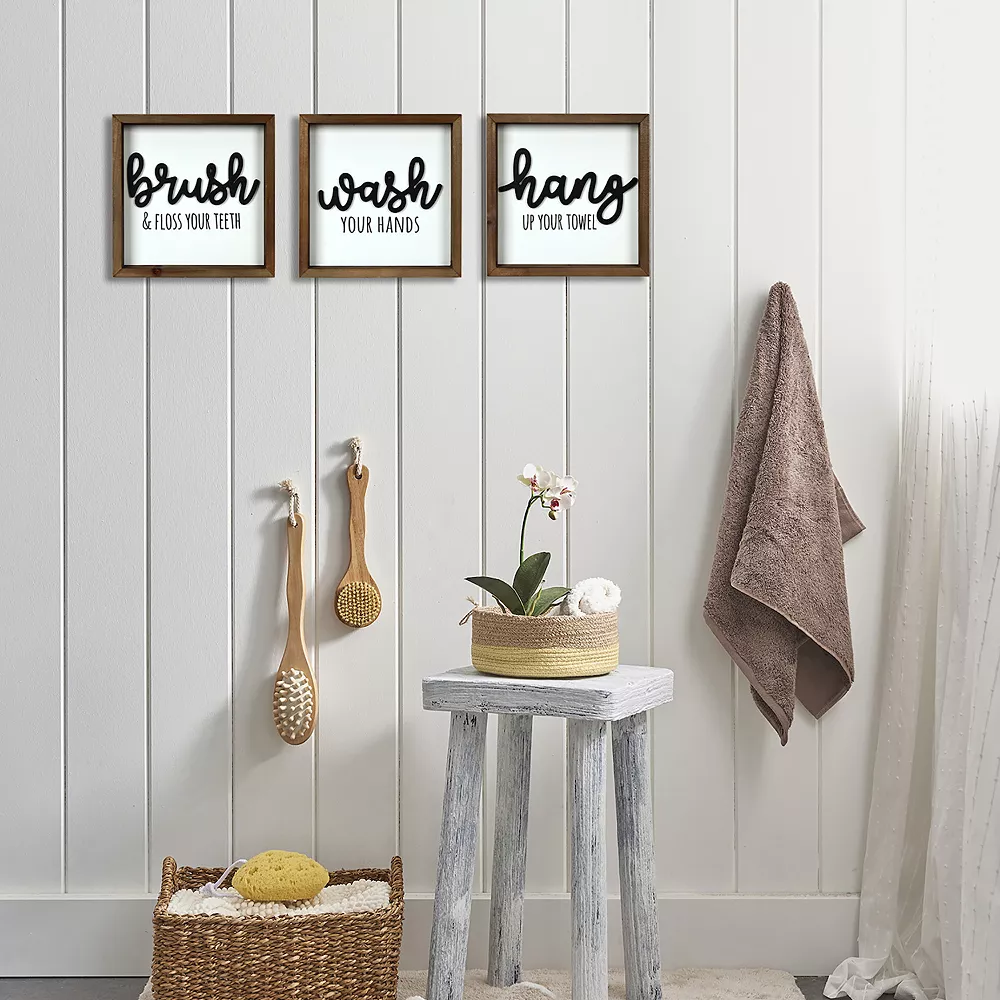 Sonoma Goods For Life® Brush Wash Hang Bathroom Wall Decor 3-piece Set 2 Sonoma Goods For Life® Brush Wash Hang Bathroom Wall Decor 3-piece Set - Image 2