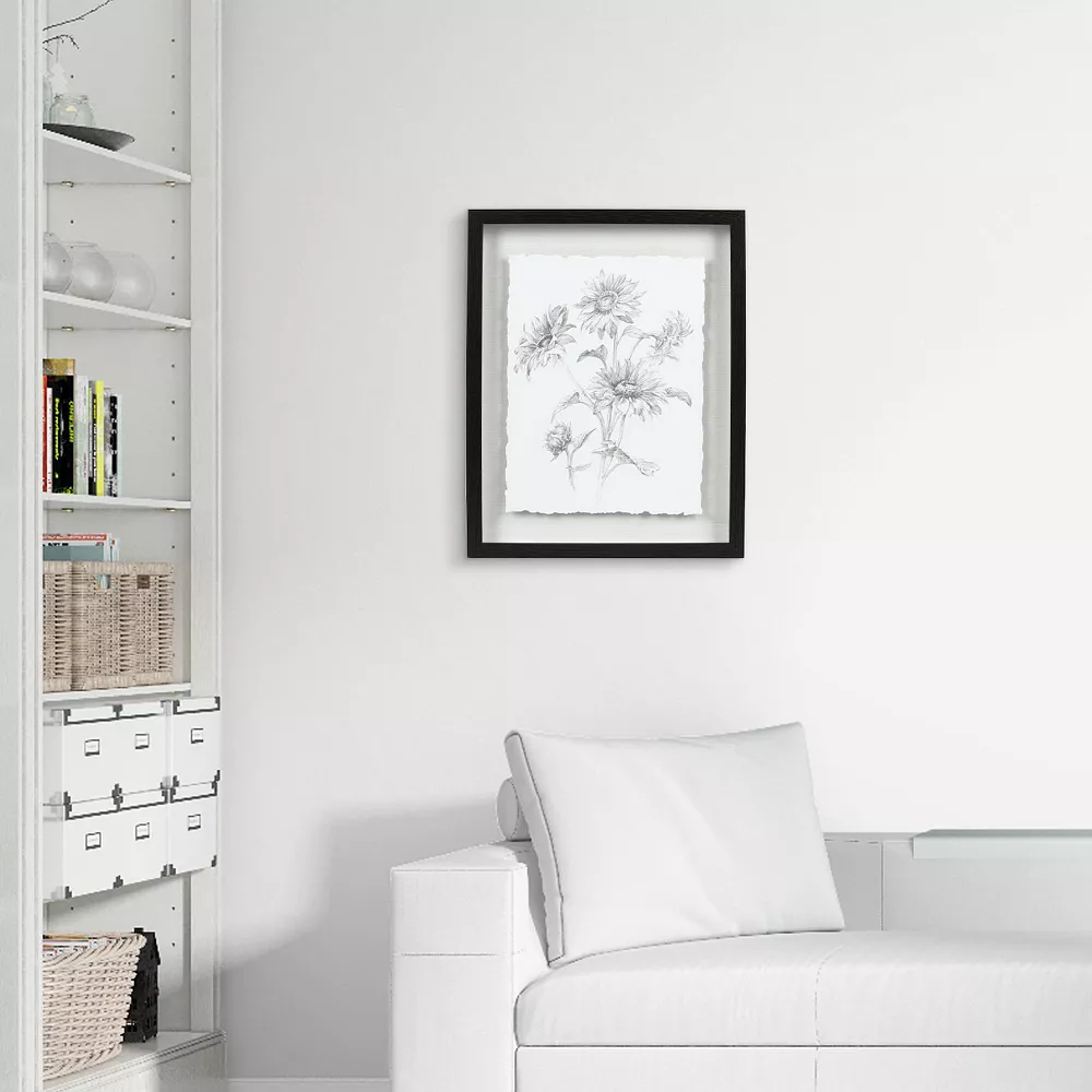 Sonoma Goods For Life® Shadowbox Drawn Sunflowers 2 Sonoma Goods For Life® Shadowbox Drawn Sunflowers - Image 2