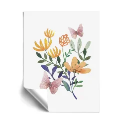 ArtWall Butterflies Flowers Removable Wall Art