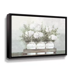 ArtWall White Flower Jars Framed Wall Art