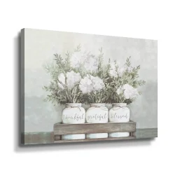 ArtWall White Flower Jars Canvas Wall Art