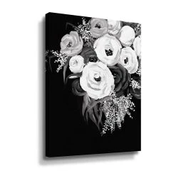 ArtWall Black & White Floral Canvas Wall Art