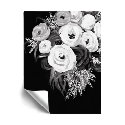 ArtWall Black & White Floral Removable Wall Art