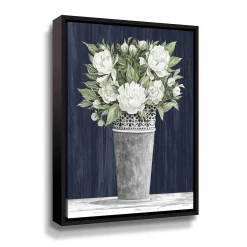 ArtWall Punched White Floral Framed Wall Art