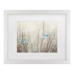 Trademark Fine Art Pretty Blue Birds Framed Wall Art
