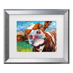 Trademark Fine Art Carolee Vitaletti Curious Cow I Matted Framed Art