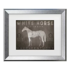 Trademark Fine Art Ryan Fowler White Horse With Words Matted Framed Art