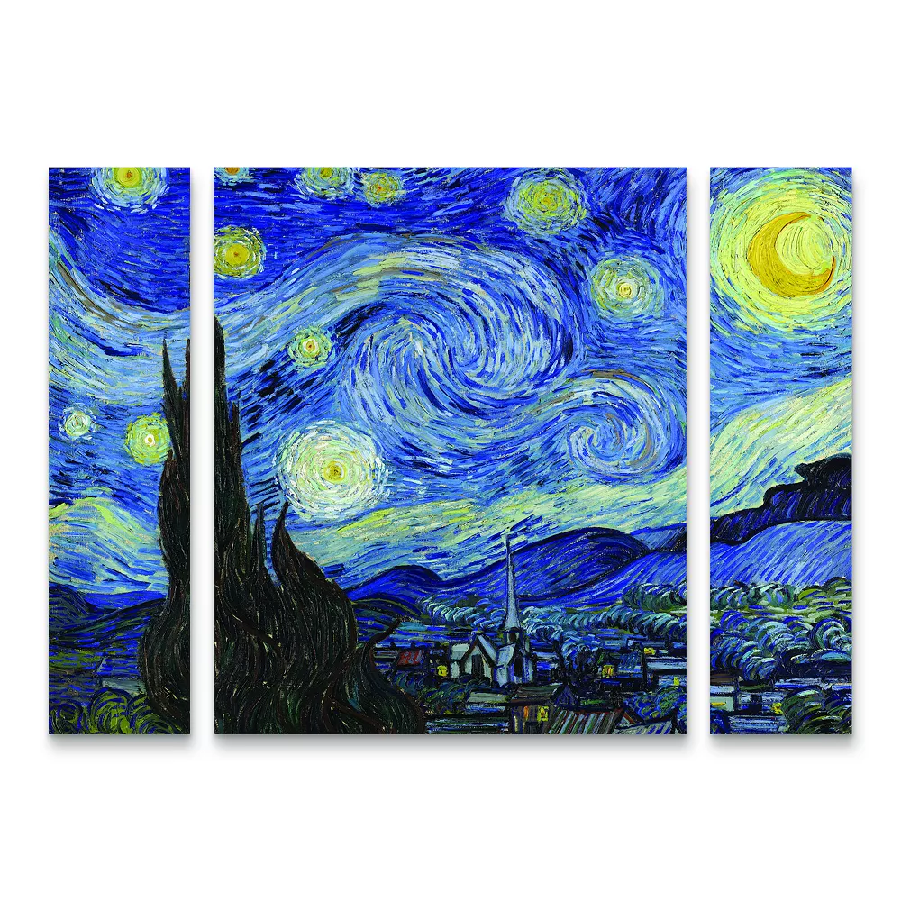 Trademark Fine Art Vincent Van Gogh Starry Night Canvas Wall Art 3-piece Set 1 Trademark Fine Art Vincent Van Gogh Starry Night Canvas Wall Art 3-piece Set