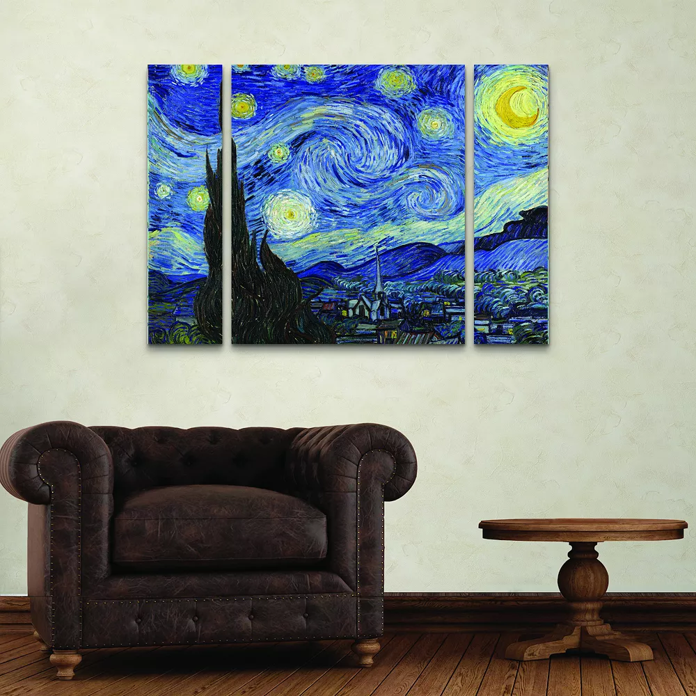 Trademark Fine Art Vincent Van Gogh Starry Night Canvas Wall Art 3-piece Set 2 Trademark Fine Art Vincent Van Gogh Starry Night Canvas Wall Art 3-piece Set - Image 2