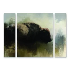 Trademark Fine Art Abstract American Bison Canvas Wall Art 3-piece Set