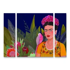 Trademark Fine Art Sylvie Demers Frida A Casa Azul Revisitated Canvas Wall Art 3-piece Set
