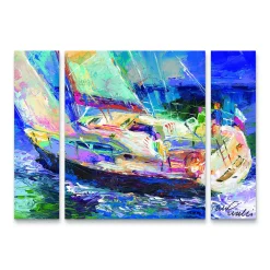 Trademark Fine Art Sailboat Canvas Wall Art 3-piece Set