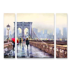 Trademark Fine Art Brooklyn Bridge Canvas Wall Art 3-piece Set