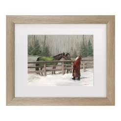 Trademark Fine Art Santa With Horses Framed Wall Art