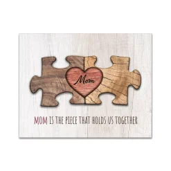 Personal-Prints "MOM" Puzzle Piece Wood Block Mount Wall Art