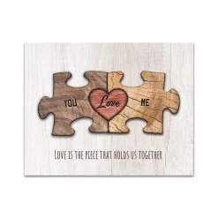 Personal-Prints "LOVE" Puzzle Piece Wood Block Mount Wall Art