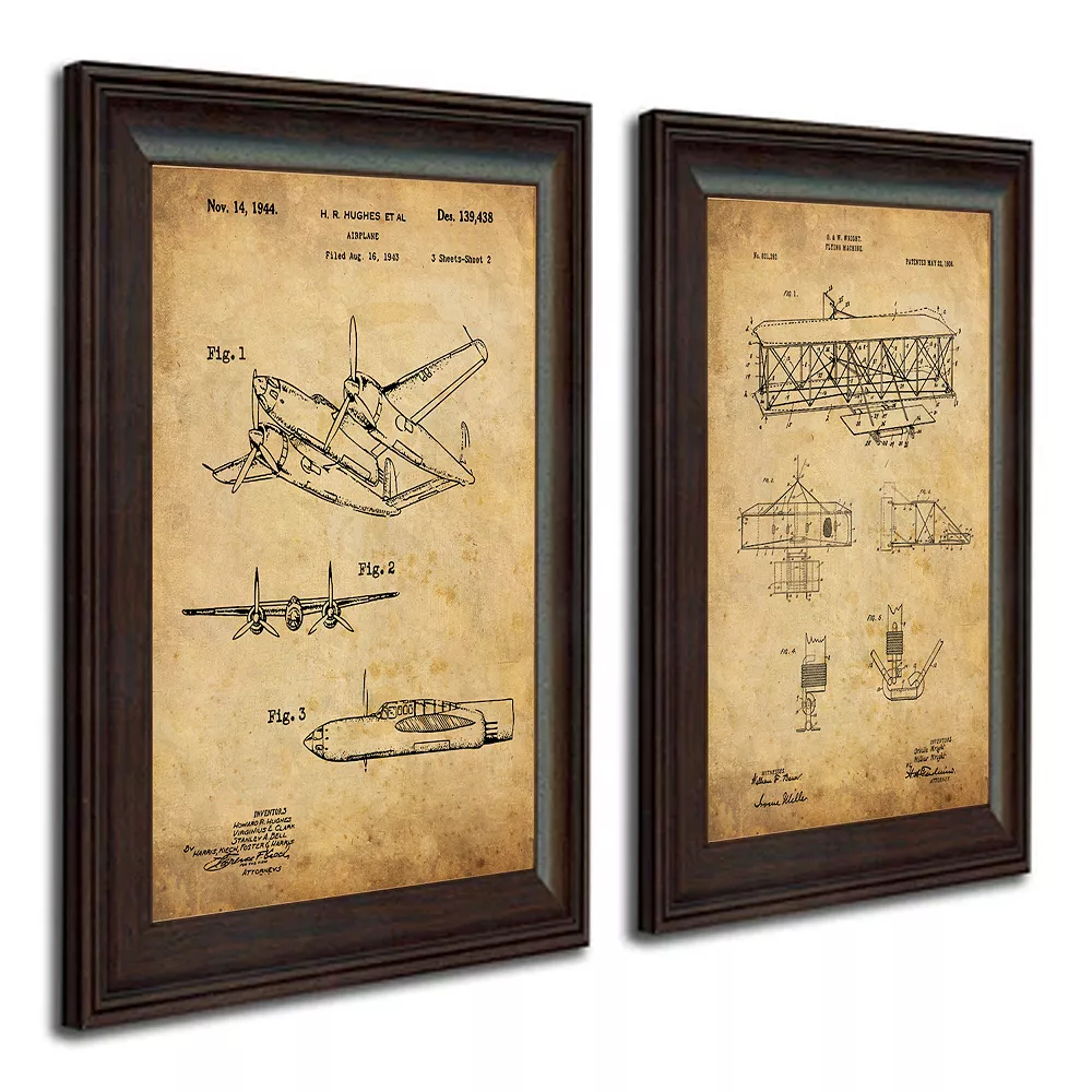 Personal-Prints Aviation Patent 2-piece Framed Wall Art Set 1 Personal-Prints Aviation Patent 2-piece Framed Wall Art Set