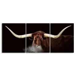 Personal-Prints Winter Longhorn Triptych Wood Wall Art 3-piece Set